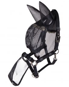 Halter-fly mask combi with ears Black Pony